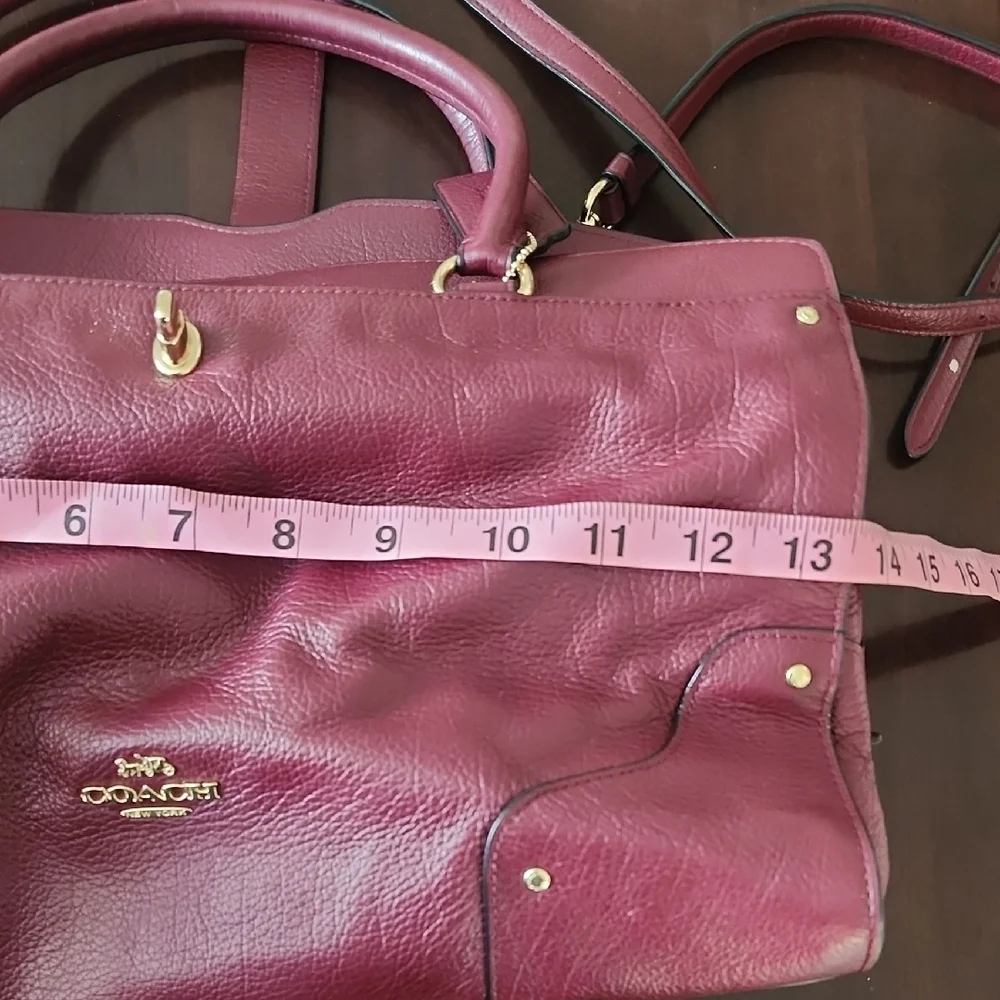 Coach Plum Pebbled Leather Satchel Crossbody Bag EUC